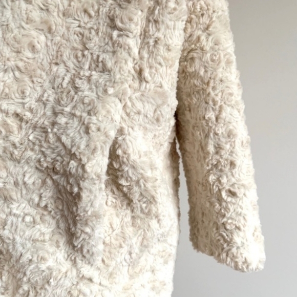 Urban Outfitters Silence + Noise Ivory Faux Fur Fuzzy Cocoon Coat Size XS - Picture 3 of 15